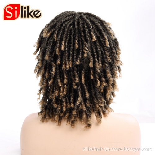 6 Inch Synthetic Wigs for Black Women Crochet Braids Twist Jumbo Dread Braiding Faux Locs Hairstyle Short Afro Black Brown Hair